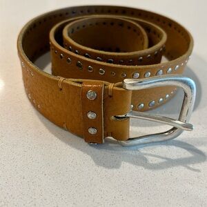 Leather studded belt tan Sundance catalog small like new